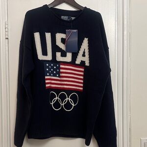 Polo Ralph Lauren Olympics Navy Team USA Flag Crewneck Sweater